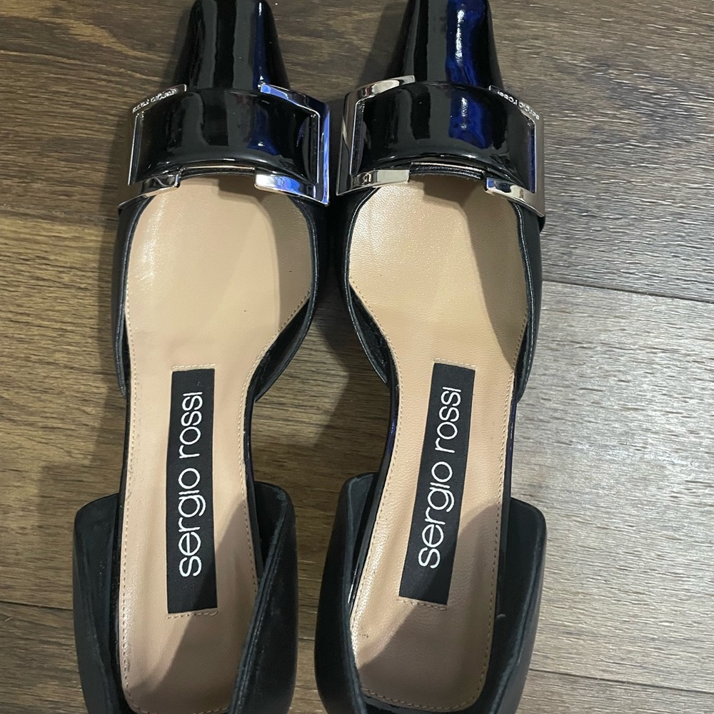 Sergio Rossi Black Patent Leather Flats
